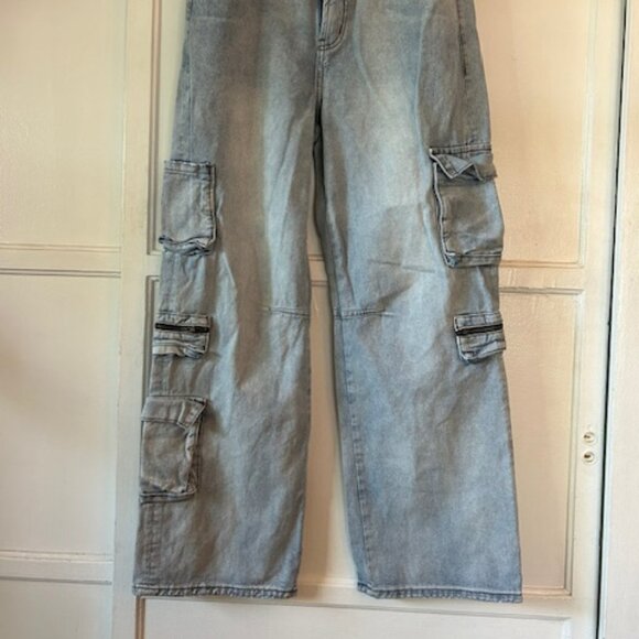 One Teaspoon Jeans Carpenter Utility Cargo Pants Women's 29 Baggy Wide Leg - Picture 2 of 11